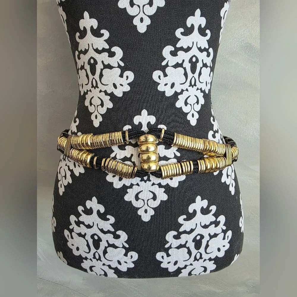 Vintage Korean Made Goldtone Metal Rope Waist Belt 40'L